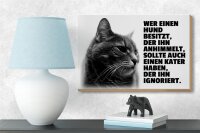 Holzschild Spruch 18x12cm Hund himmelt an Kater ignoriert