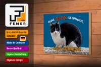 Holzschild Spruch 18x12cm Ohne Katze kein Zuhause