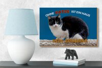 Holzschild Spruch 18x12cm Ohne Katze kein Zuhause