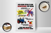 Holzschild Spruch 12x18cm Stolz Dorfkind zu sein weißes