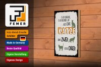 Holzschild Spruch 20x30 cm besser als eine Katze sind zwei oder drei Schild