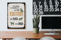 Holzschild Spruch 20x30 cm besser als eine Katze sind zwei oder drei Schild