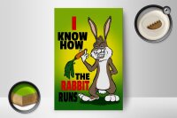 Holzschild Spruch 12x18cm I know how the rabbit runs Hase