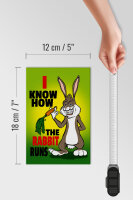 Holzschild Spruch 12x18cm I know how the rabbit runs Hase