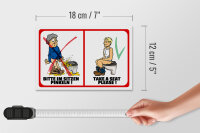 Holzschild Hinweis 18x12cm Bitte im Sitzen pinkeln