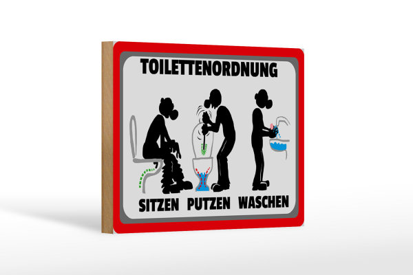 Holzschild Hinweis 18x12cm Toilettenordnung sitzen putzen