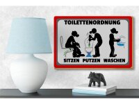 Holzschild Hinweis 18x12cm Toilettenordnung sitzen putzen