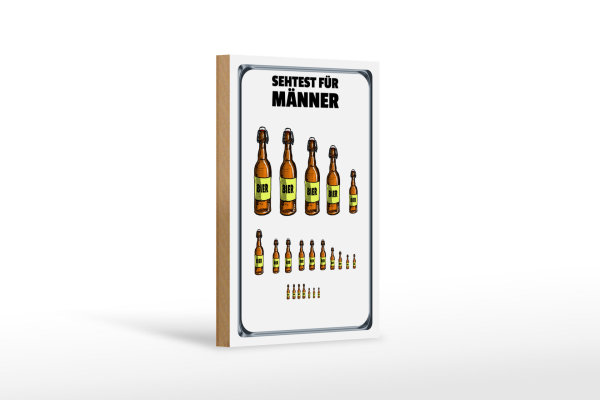 Holzschild Alkohol 12x18cm Sehtest für Männer Bierflaschen