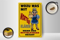 Holzschild Spruch 12x18cm Wozu Wörter Mittelfinger reicht