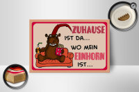 Holzschild Spruch 18x12cm Zuhause ist da wo mein Einhorn
