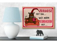 Holzschild Spruch 18x12cm Zuhause ist da wo mein Einhorn