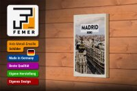 Holzschild Reise 12x18cm Madrid Spanien Reiseziel Architektur