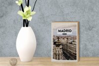 Holzschild Reise 12x18cm Madrid Spanien Reiseziel Architektur