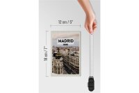 Holzschild Reise 12x18cm Madrid Spanien Reiseziel Architektur
