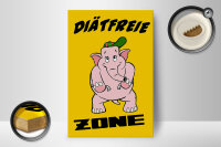 Holzschild Spruch 12x18cm Diätfreie Zone Elefant