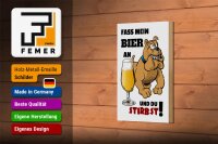 Holzschild Alkohol 12x18cm Fass mein Bier an du stirbst