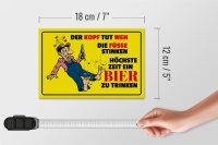 Holzschild Spruch 18x12cm Bier Kopf tut weh Füße stinken