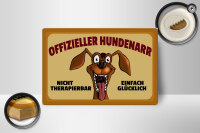 Holzschild Hund 18x12cm Offizieller Hundenarr glücklich