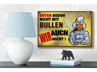 Holzschild Spruch 18x12cm Enten reden nicht mit Bullen