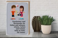 Holzschild Spruch 30x40 cm Geschwister sind füreinander da Deko Schild