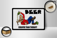 Holzschild Alkohol 18x12cm Beer cheaper than therapy Bier