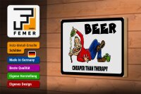 Holzschild Alkohol 18x12cm Beer cheaper than therapy Bier