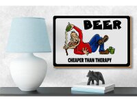 Holzschild Alkohol 18x12cm Beer cheaper than therapy Bier