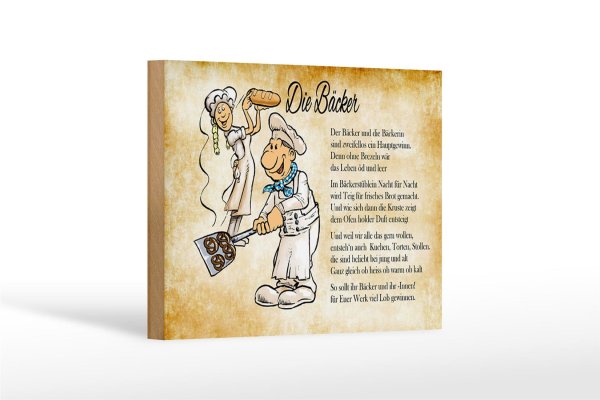 Holzschild Spruch 18x12cm Die Bäcker und die Bäckerin