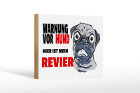 Holzschild Hinweis 18x12cm Warnung Hund hier mein Revier