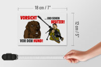 Holzschild Hinweis 18x12cm Vorsicht vor Hund und Besitzer