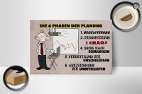 Holzschild Spruch 18x12cm 6 Phasen der Planung