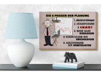 Holzschild Spruch 18x12cm 6 Phasen der Planung