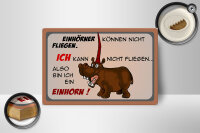 Holzschild Tiere 18x12cm kann nicht fliegen bin Einhorn