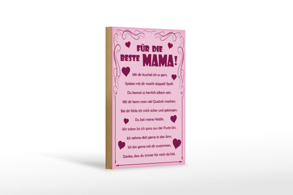 Holzschild Spruch 12x18cm Für die beste Mama