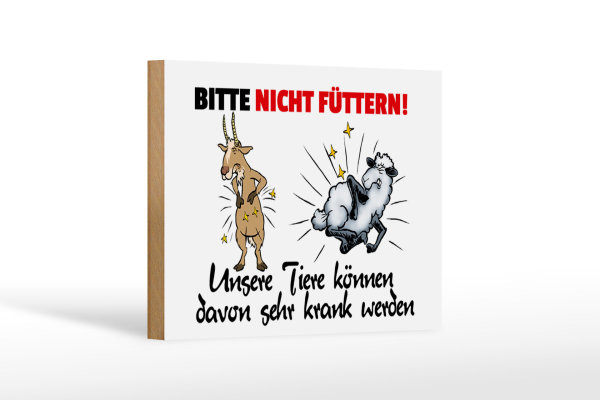 Holzschild Hinweis 18x12 cm bitte nicht füttern Ziege Schaf