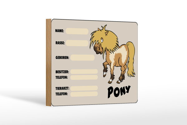 Holzschild Pony 18x12 cm Tiere Name Rasse Besitzer geboren