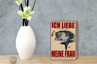 Holzschild Spruch 12x18 cm wenn Frau mich Angeln lässt