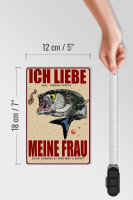 Holzschild Spruch 12x18 cm wenn Frau mich Angeln lässt