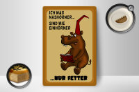 Holzschild Tiere 12x18 cm mag Nashörner sind wie Einhörner