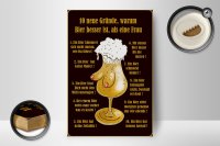 Holzschild Alkohol 12x18 cm 10 Gründe Bier besser als Frau