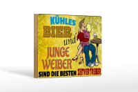 Holzschild Alkohol 18x12 cm kühles Bier und junge...