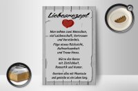 Holzschild Spruch 12x18 cm Liebesrezept nehme 2 Menschen