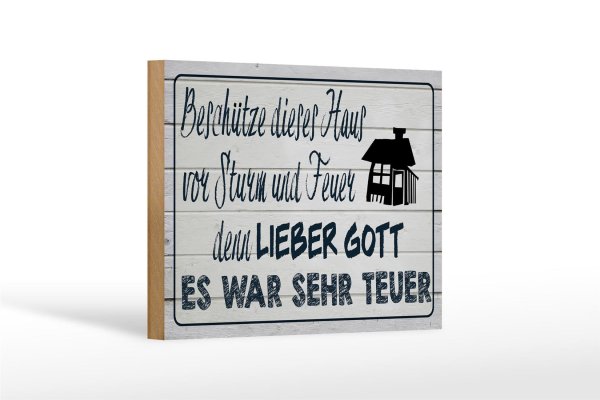 Holzschild Spruch 18x12 cm beschütze dieses Haus vor Sturm
