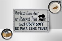 Holzschild Spruch 18x12 cm beschütze dieses Haus vor Sturm