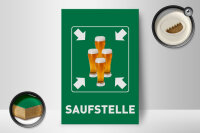 Holzschild Alkohol 12x18 cm Saufstelle Biergläser Bier