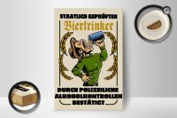 Holzschild Alkohol 12x18 cm staatlich geprüfter Biertrinker