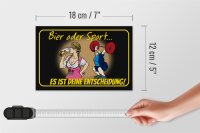 Holzschild Pinup 12x18 cm Bier oder Sport  Entscheidung