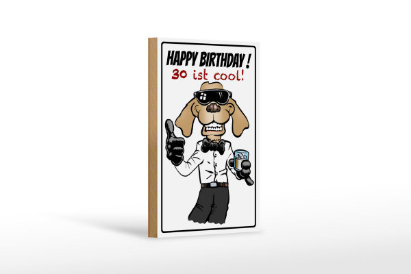 Holzschild Spruch 12x18cm Happy Birthday 30 is cool