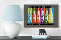 Holzschild Alkohol 18x12cm sozial ist wer Bier mitbringt