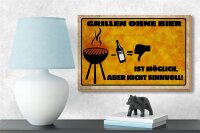 Holzschild Spruch 18x12cm Grillen ohne Bier möglich aber
